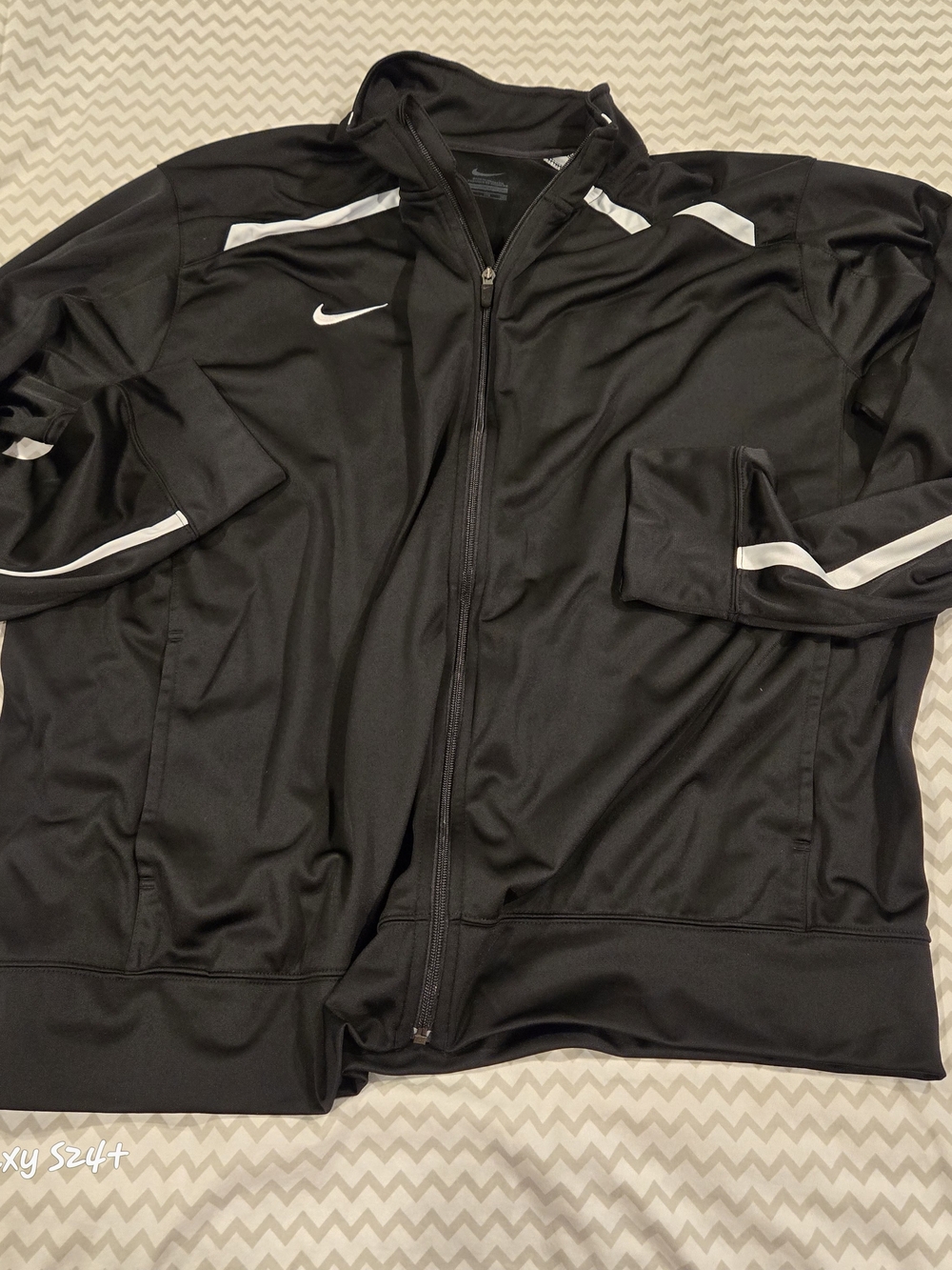 Nike Men’s Black Full-Zip Track Jacket with White Accents